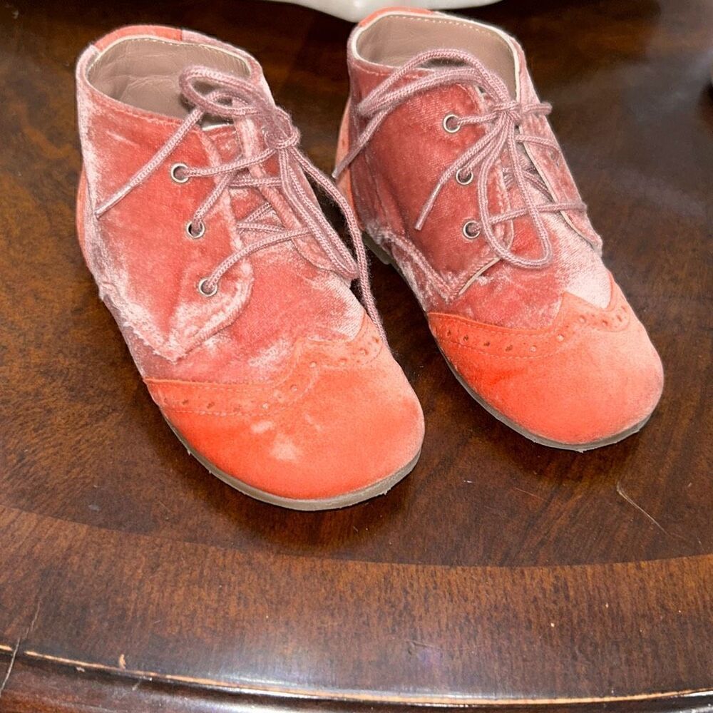 Eli velvet baby boots coral orange sz 24